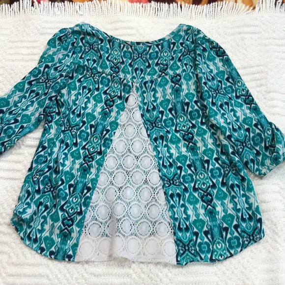 Turquoise Girls Top with Lace Back - Picture 2 of 2